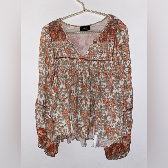 Vici Women’s Size Extra Small Floral Long Sleeve Blouse - Picture 1 of 4